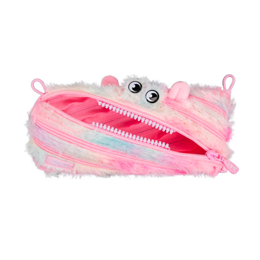 Estuche escolar furry monster rosado-amarillo