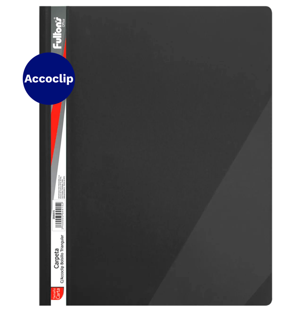 Carpeta vinil oficio acoclip y bolsillo triangular negra Fultons