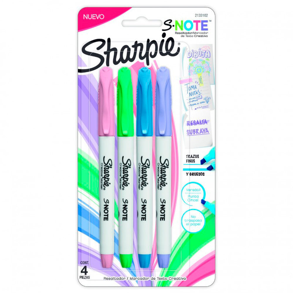 Destacadores Sharpie Note Set 4 Tonos Pasteles