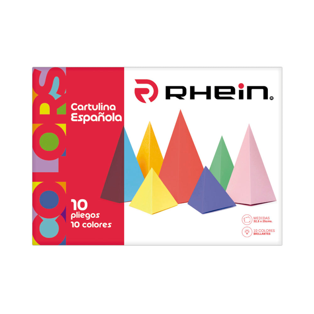 CARPETA CON CARTULINA ESPAÑOLA RHEIN 10 COLORES 10 PLIEGOS