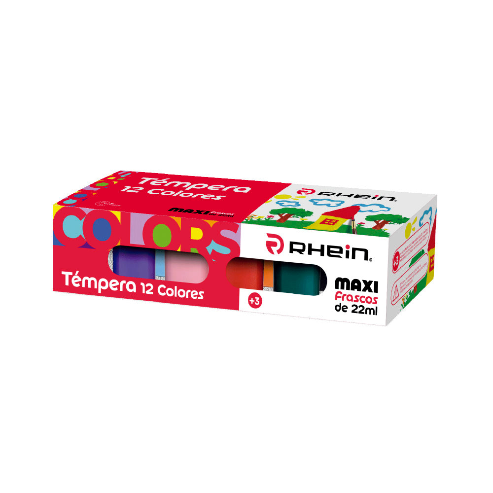 ESTUCHE DE TÉMPERA RHEIN 12 COLORES