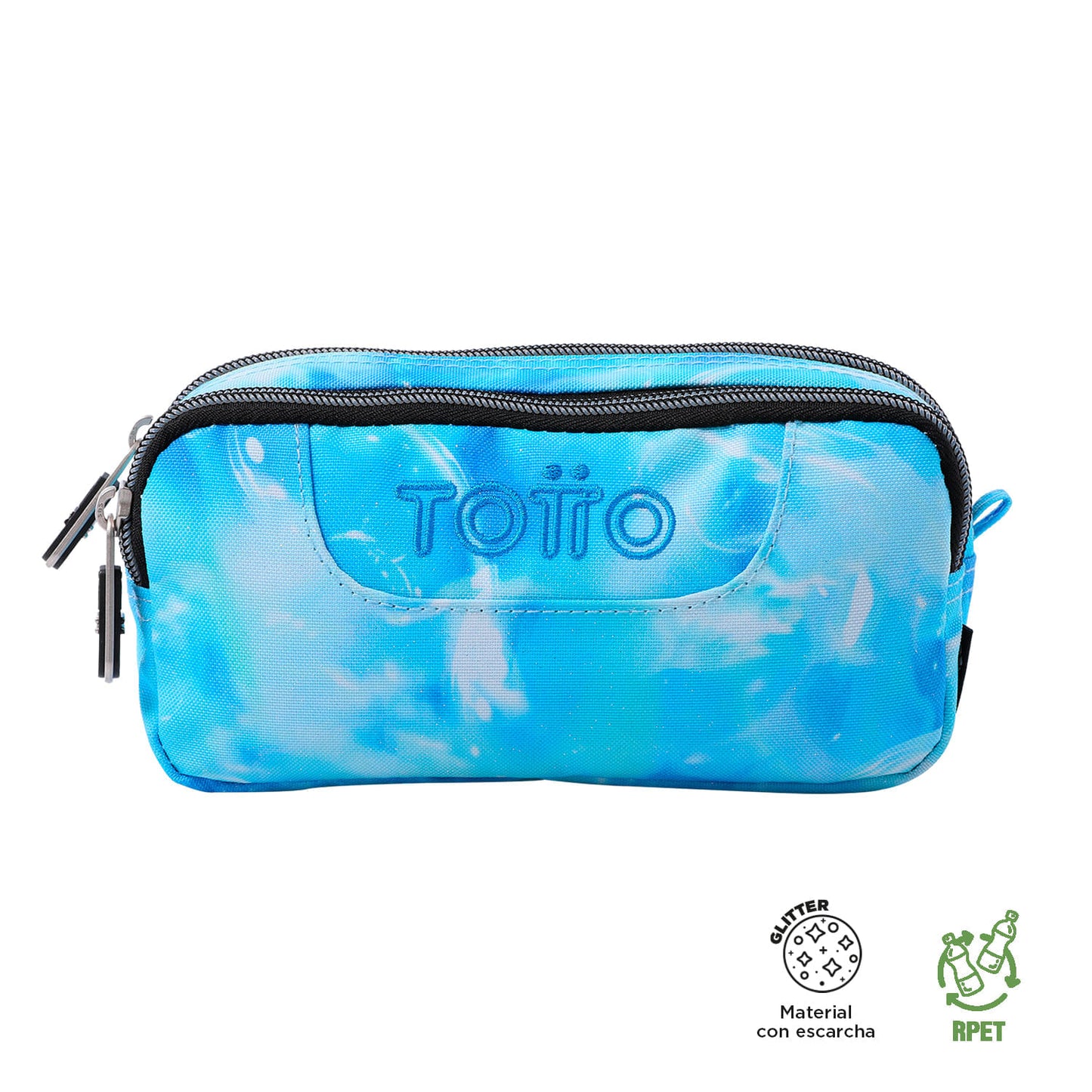 Estuche Escolar Sobre Glitter Azul