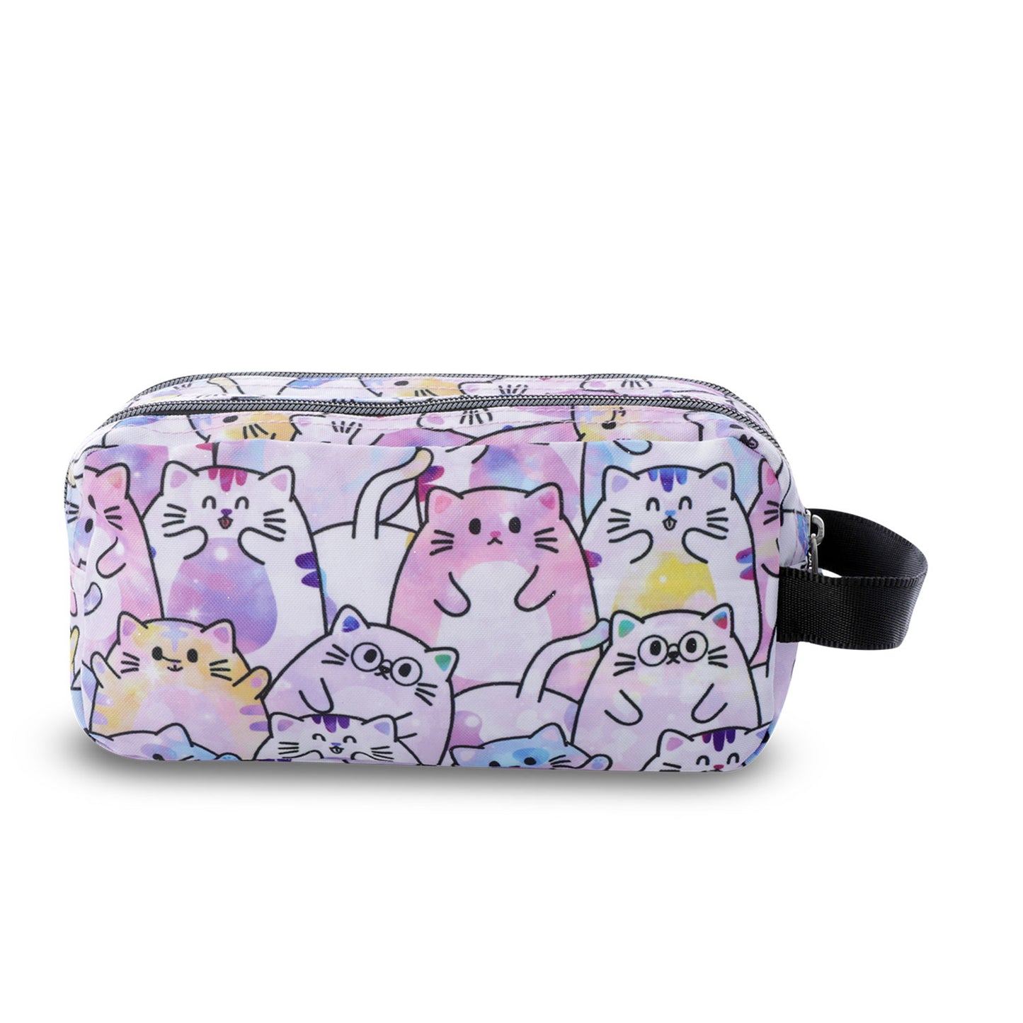 Estuche Multiuso Agapec Glitter Gatitos Rosado Grande