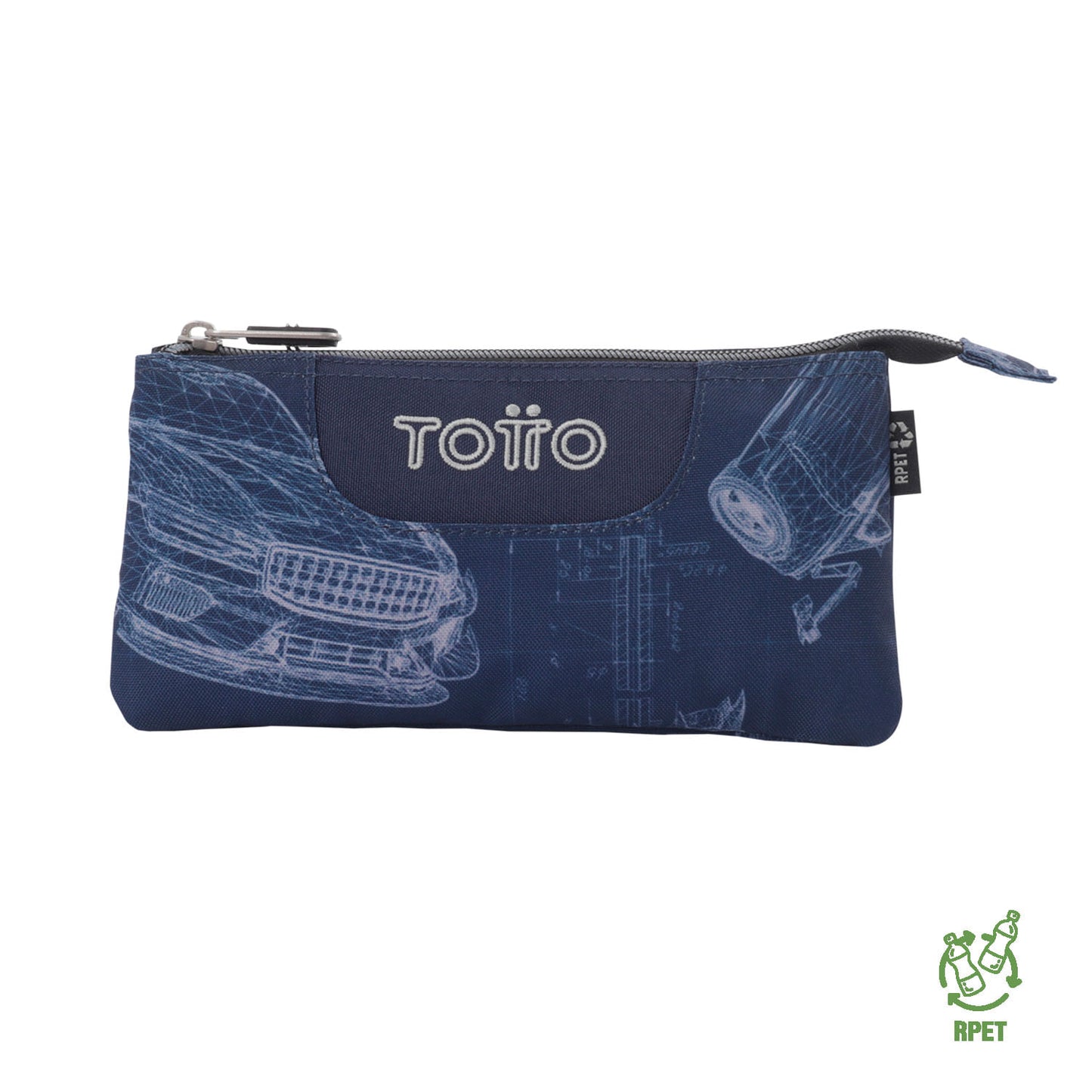 Estuche Escolar Tablero Autos Azul