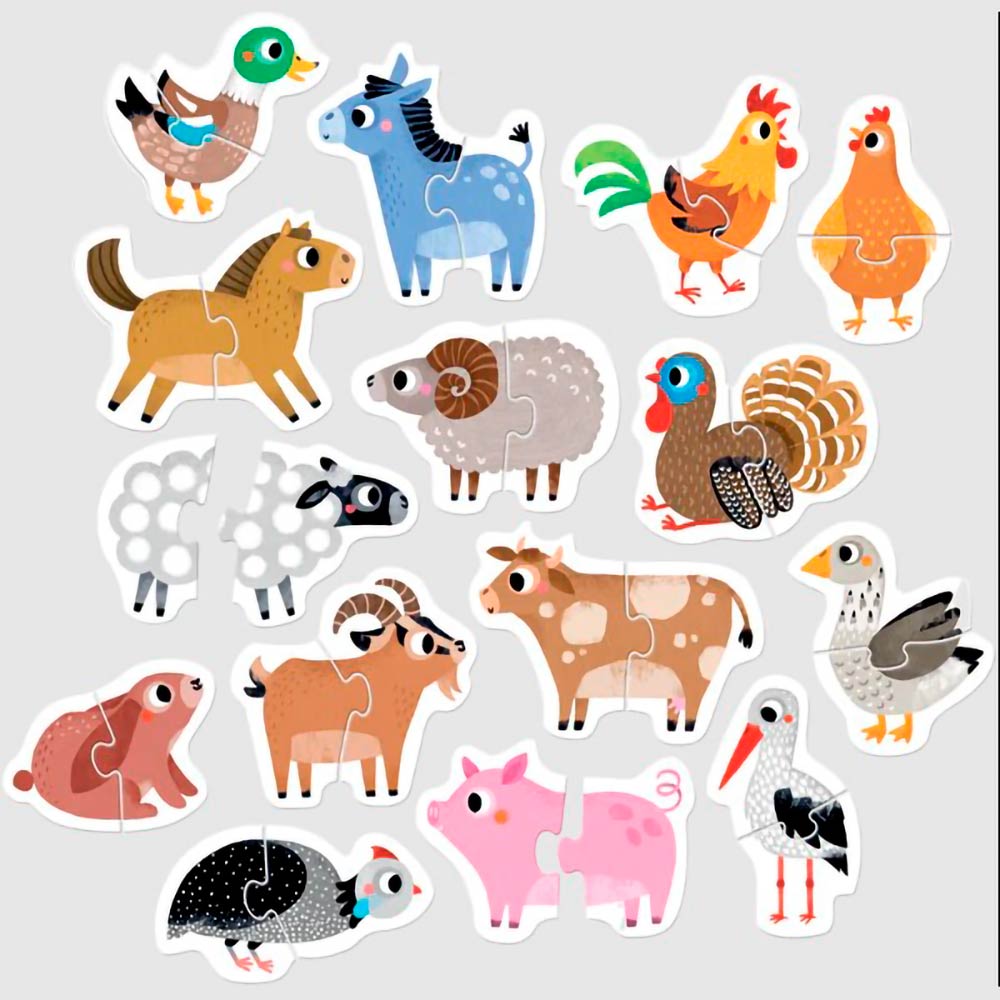 Puzzle Progresivo Animales de la Granja(30 piezas, 15 puzzles) 18M+