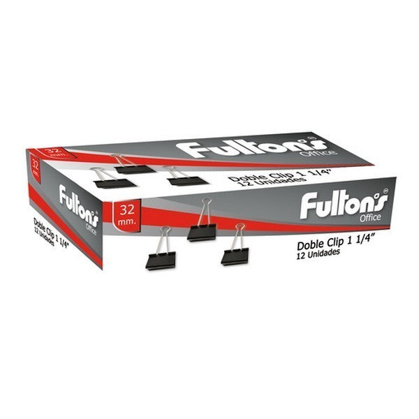 Clip doble negro 32mm metaáico caja 2 un Fultons