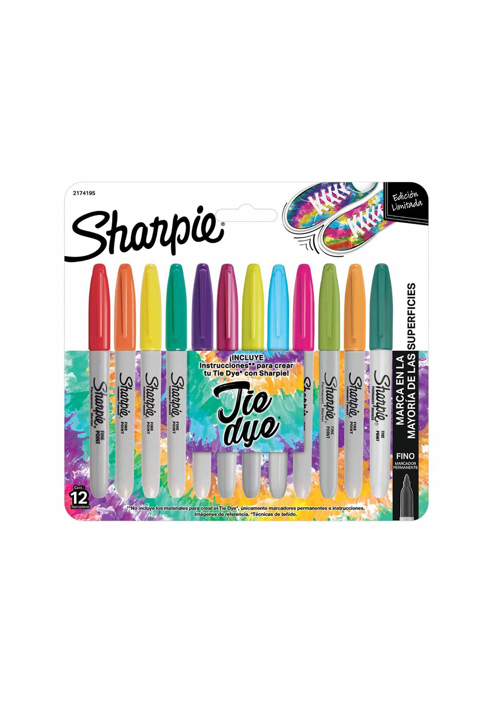 Marcadores Permanentes Sharpie Tie-Dye Set 12 Colores