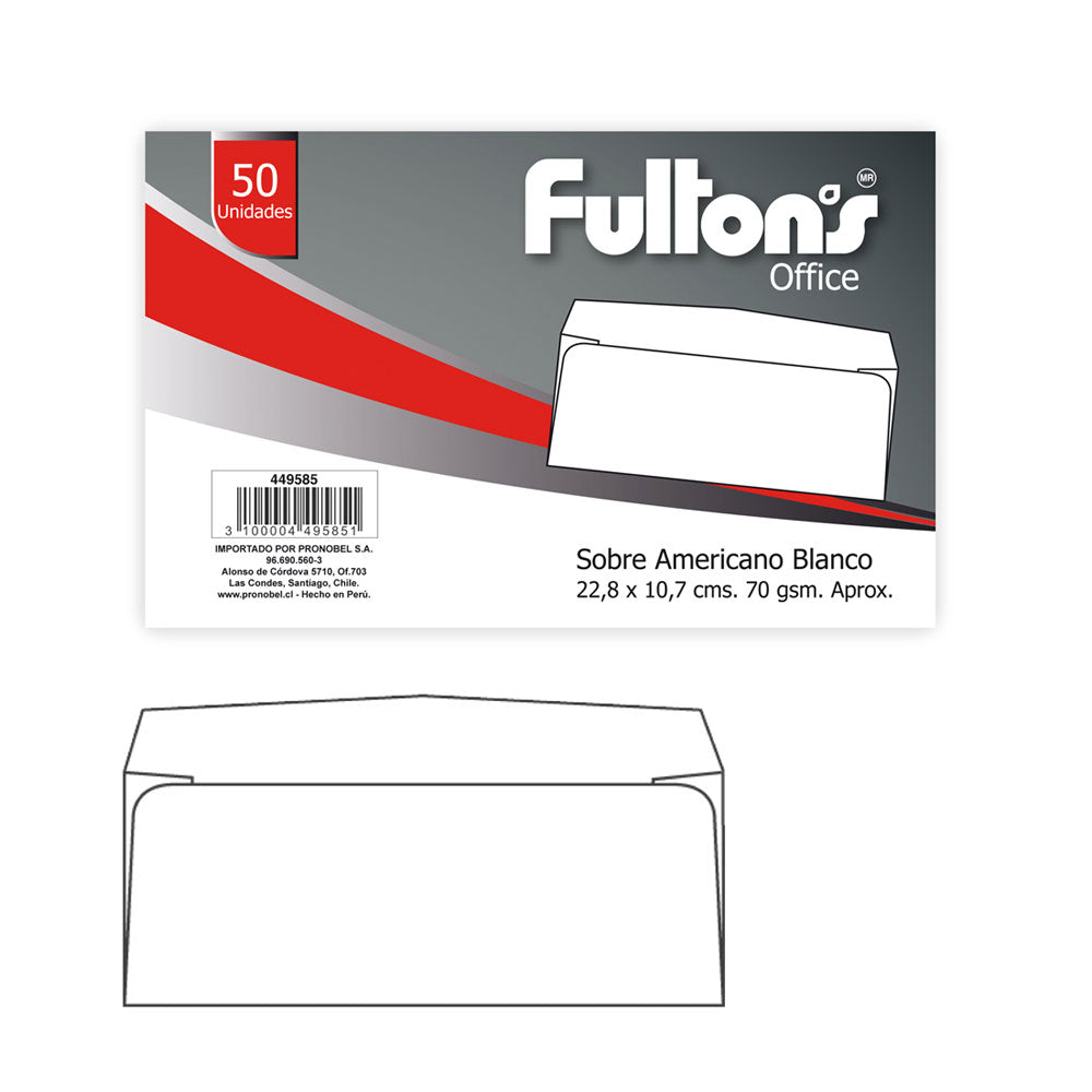 Sobre Americano Blanco Set 25 uni