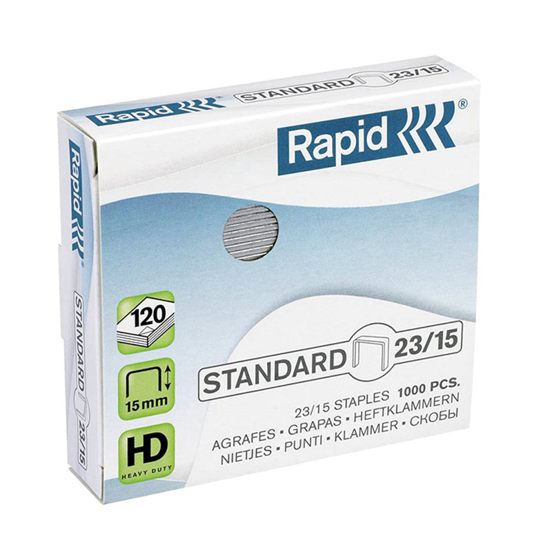 Corchetes 23/15 1000 unidades para 120 hojas rapid #23/15