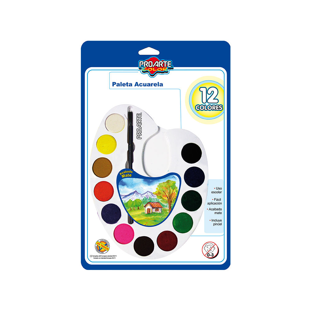 Paleta acuarela 12 colores