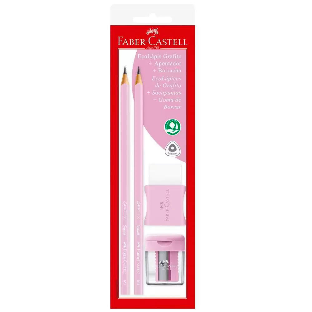 Blister 2 Grafito + Goma + Sacapunta rosado pastel