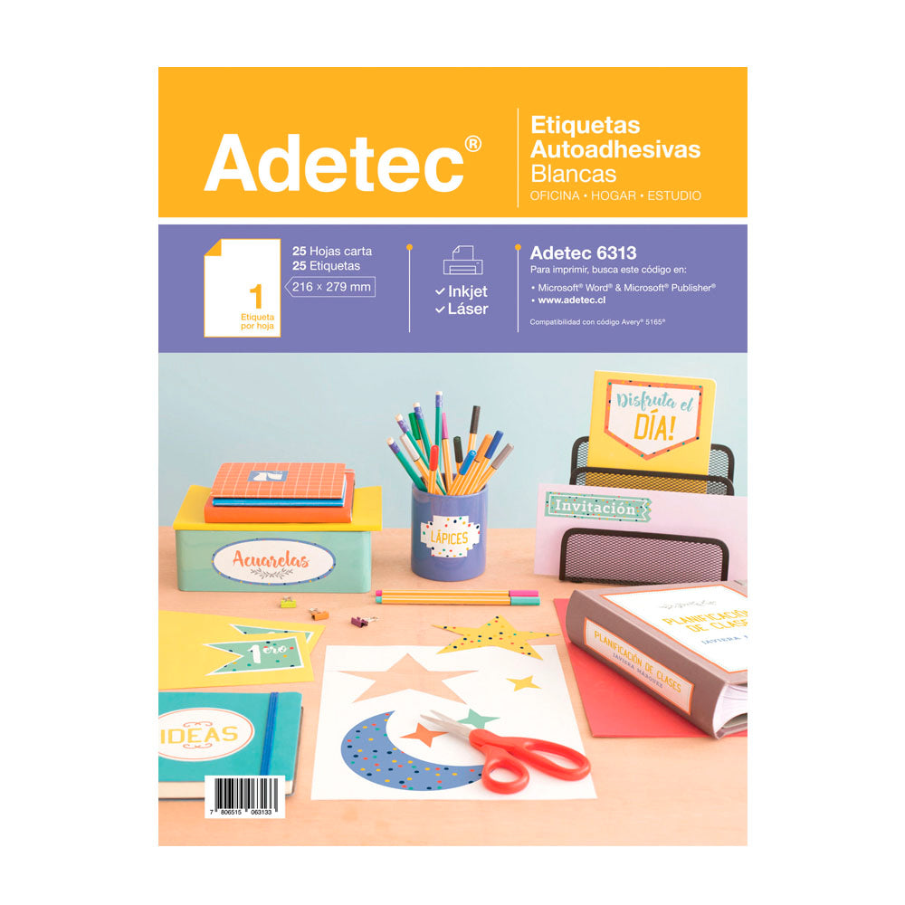 Etiqueta para impresión tamaño carta