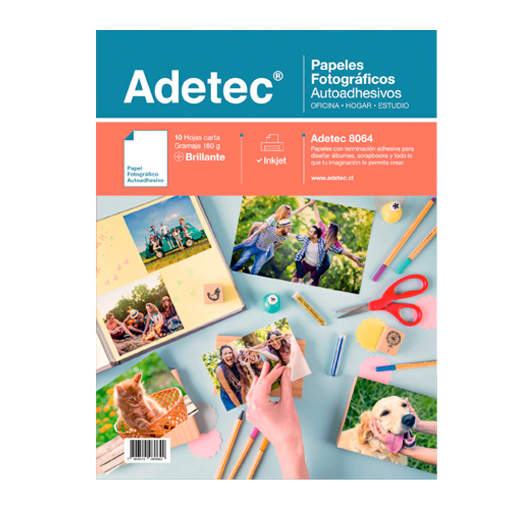 Papel fotográfico adhesivo carta 180 g