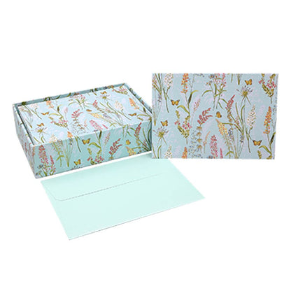 Caja Tarjetas y Sobres Flores y Mariposas