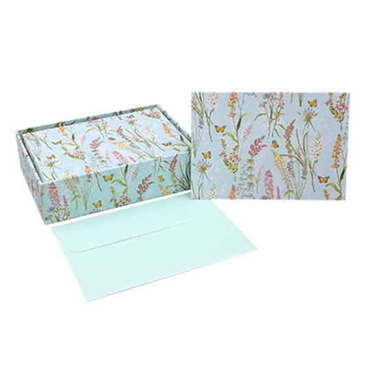 Caja Tarjetas y Sobres Flores y Mariposas