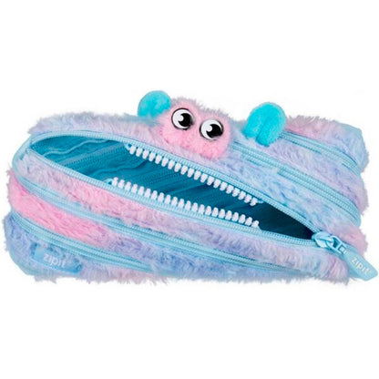 Estuche escolar furry monster azul-rosado
