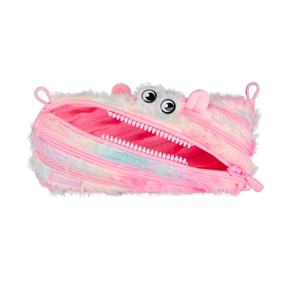 Estuche escolar furry monster rosado-amarillo