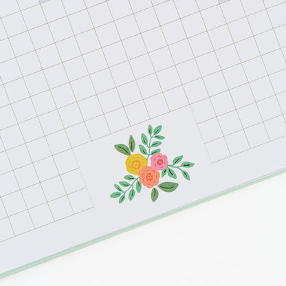 Cuaderno Grande Flora Turquesa