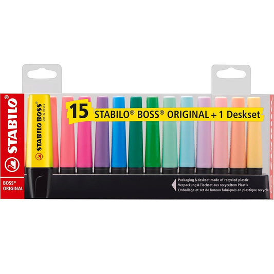 Set 15 destacadores Stabilo colores Neón y Pastel