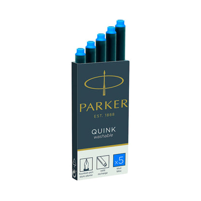 Cartuchos tinta pluma fuente Parker azul caja x5