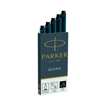 Cartuchos tinta pluma fuente Parker negra caja x5