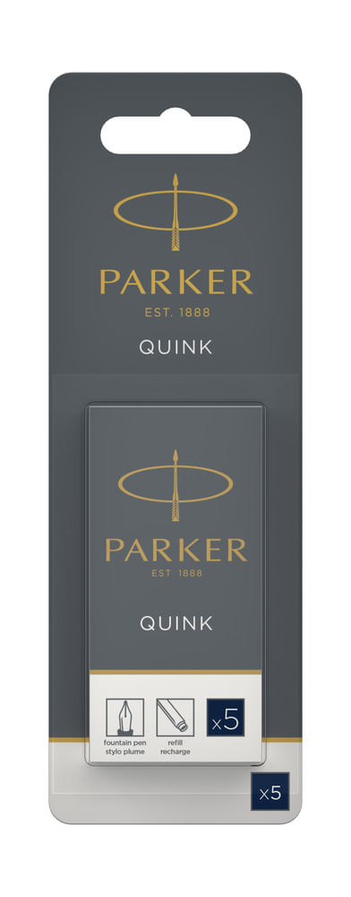 Parker Quink recambios para plumas estilográficas | cartuchos largos | tinta azul/negra | blíster de 5