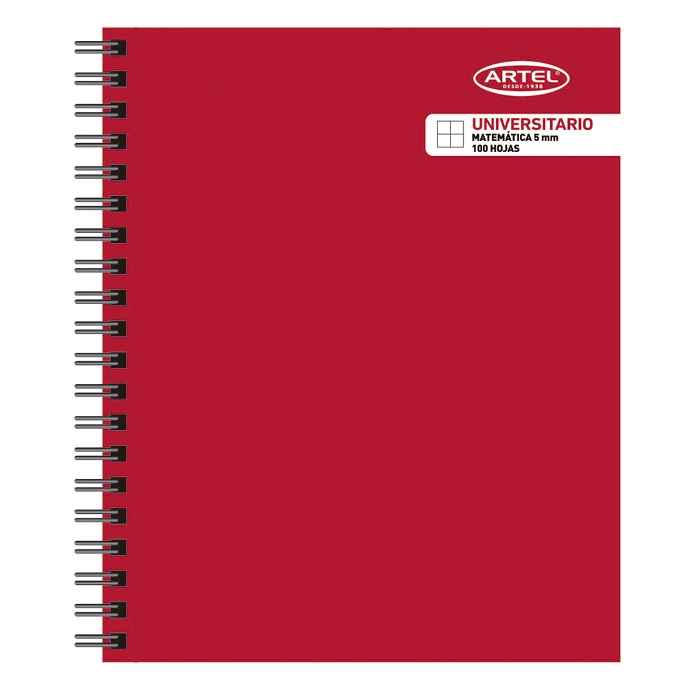 Cuaderno Universitario Matemática 100 Hojas 5mm. Color Aleatorio Artel