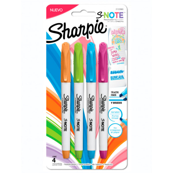 Destacadores Sharpie Note Set 4 Colores Intensos