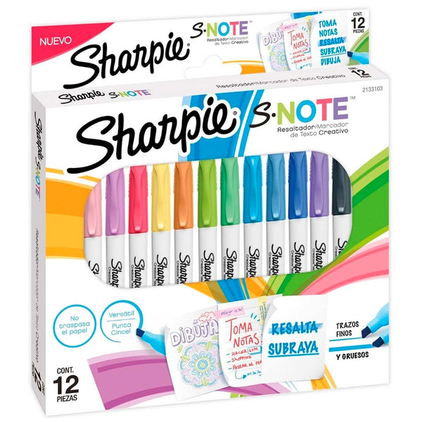 Destacadores Sharpie Note Set 12 Tonos Pasteles