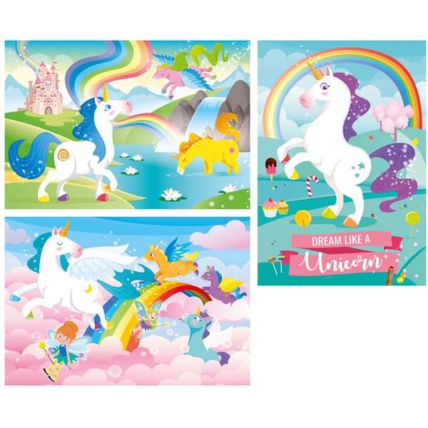 Puzzles 3X48 piezas Unicornios