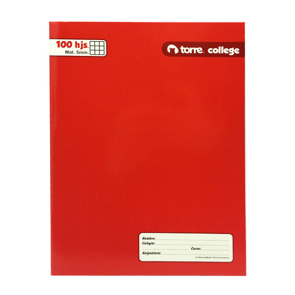 Cuaderno College Liso 5mm 100h