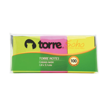 Torre notes mix neón 3 unid. 1x3,8cm 100hjs.