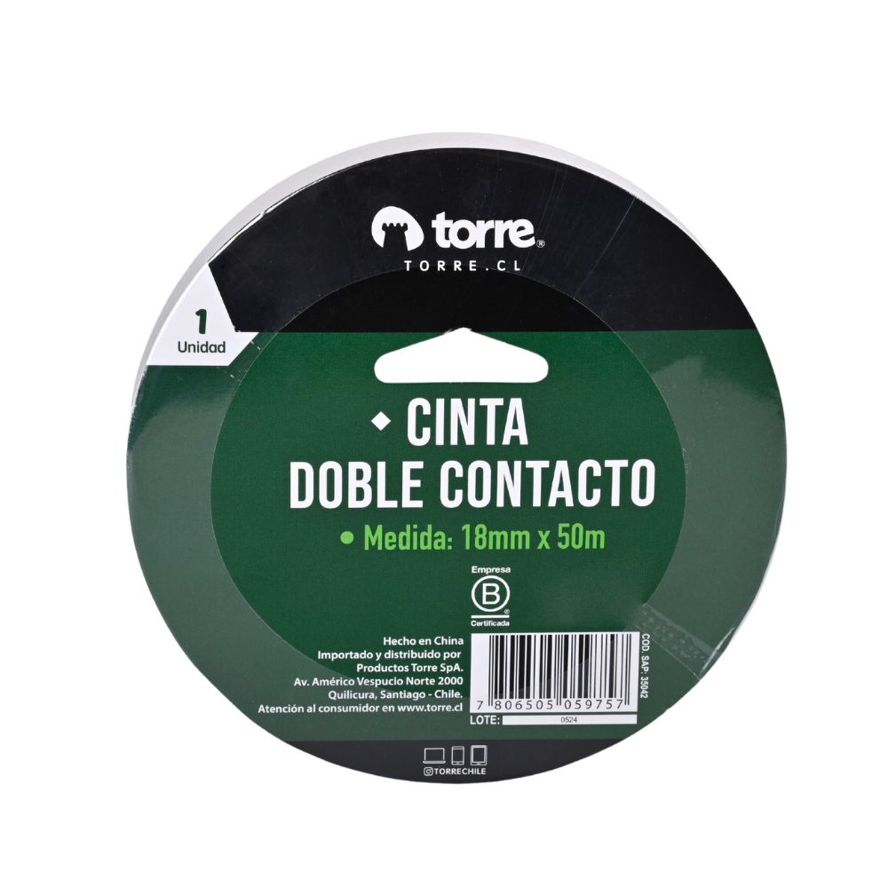 Cinta Doble Contacto 18mm x 50 mt  Torre