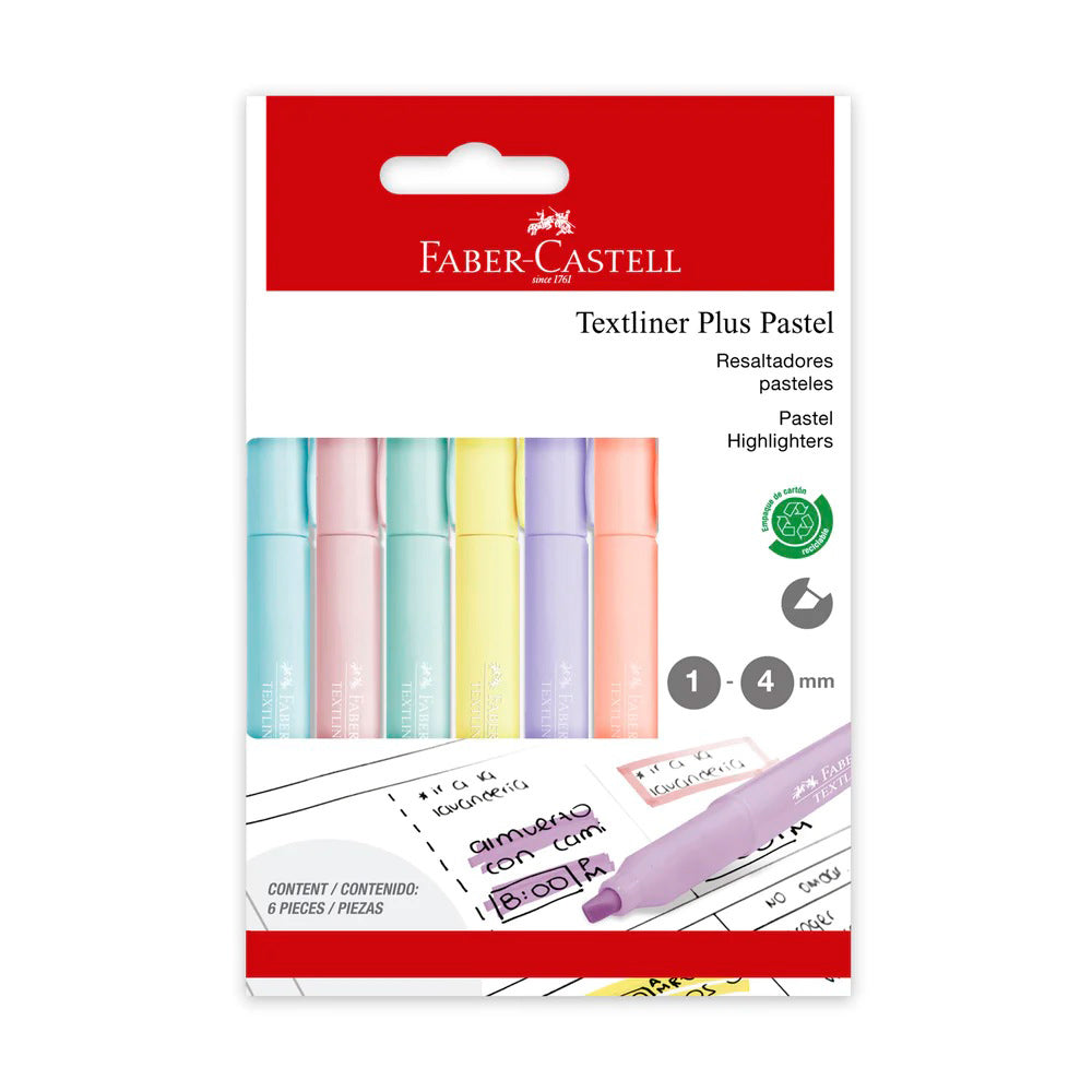 Destacador Textliner Plus Faber-Castell x6 Colores Pastel