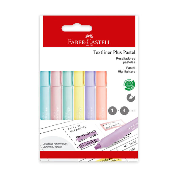 Destacador Textliner Plus Faber-Castell x6 Colores Pastel