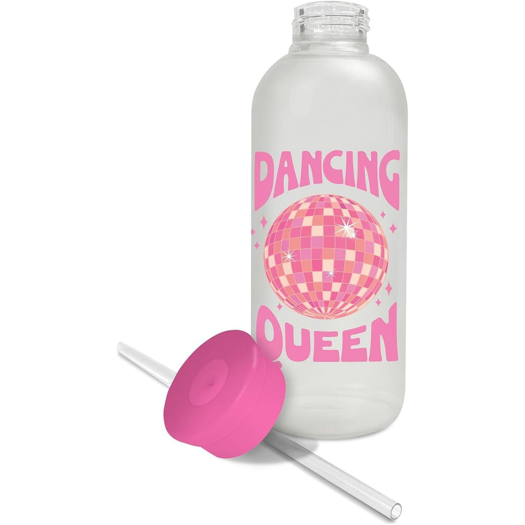 Botella de Vidrio con Bombilla Dancing Queen