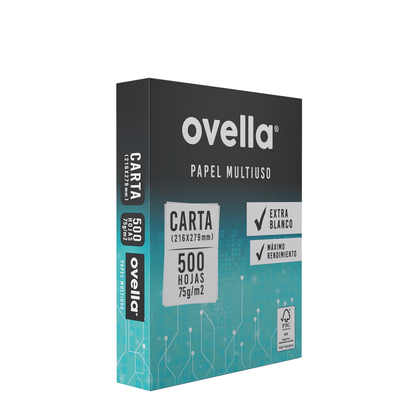 Papel Fotocopia Ovella Carta 75 g 500 Hojas