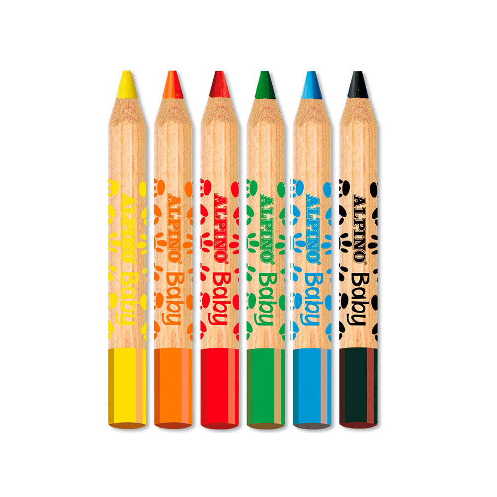 Estuche 6 lápices de colores para bebés con cartas de colorear