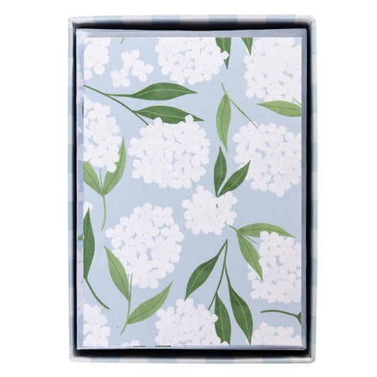Caja de Tarjetas Hortensias Blancas
