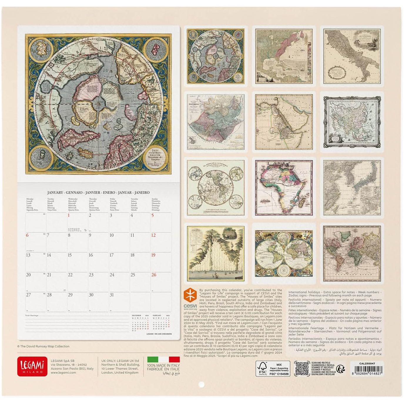 Calendario 2025 Vintage Maps