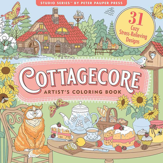 Libro para colorear para adultos de estilo cottagecore