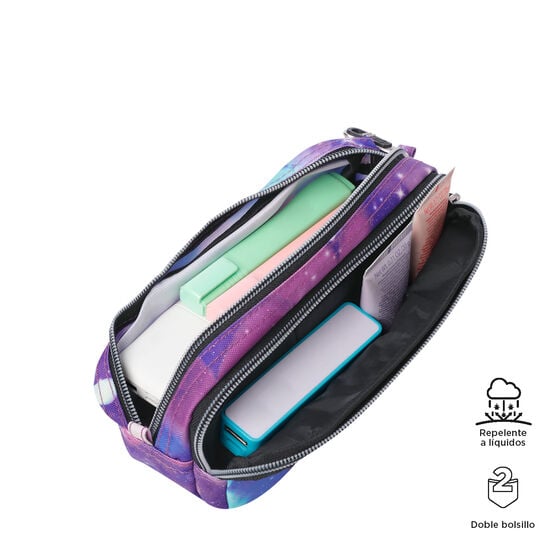 Estuche Multiuso Sobre Violeta Mariposas Glitter