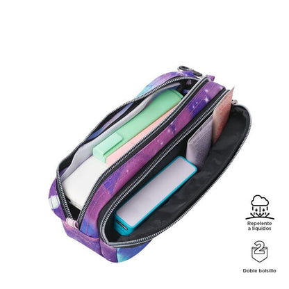 Estuche Multiuso Sobre Violeta Mariposas Glitter