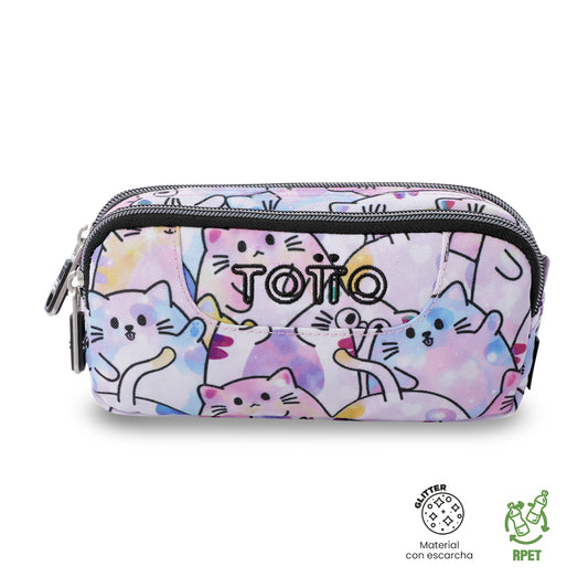 Estuche Multiuso Sobre Glitter Gatitos Rosado Pequeño