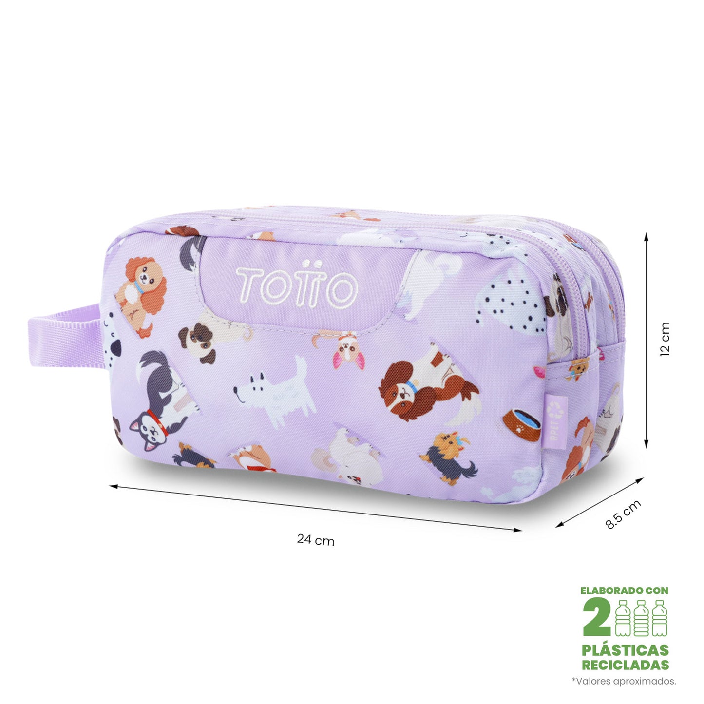 Estuche Multiuso Escuadra Perritos Lila Pequeño