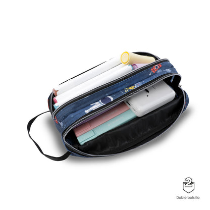 Estuche Multiuso Escuadra Azul Mundo Espacial Pequeño