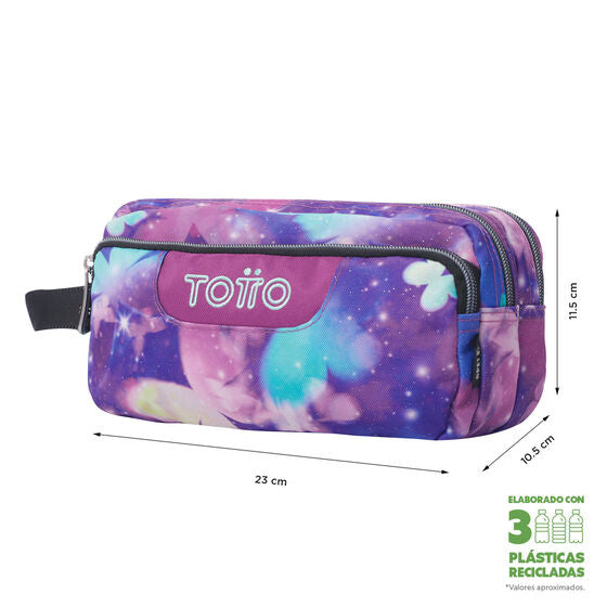 Estuche Multiuso Agapec Violeta Mariposas Glitter Grande