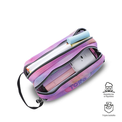 Estuche Multiuso Agapec Glitter Rosado Grande