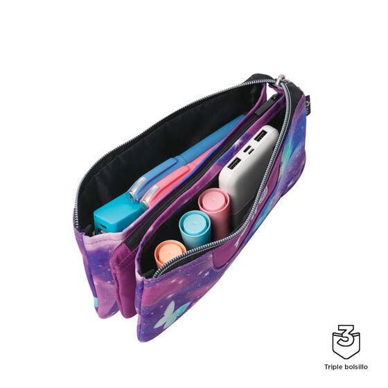 Estuche Multiuso Tablero Violeta Mariposas Glitter Pequeño