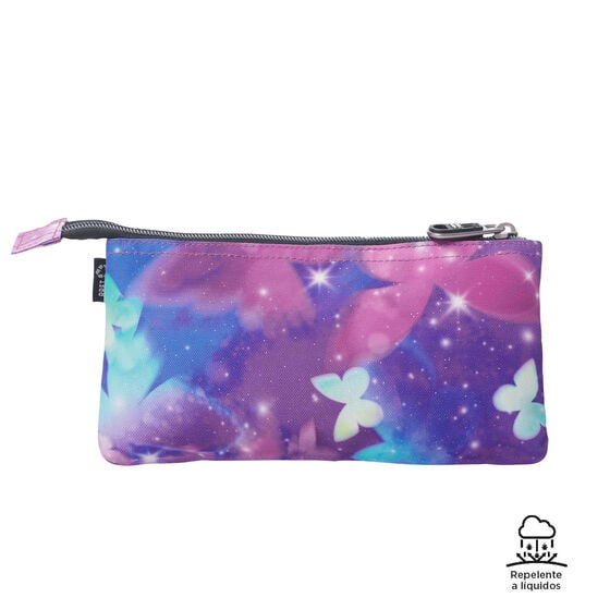 Estuche Multiuso Tablero Violeta Mariposas Glitter Pequeño